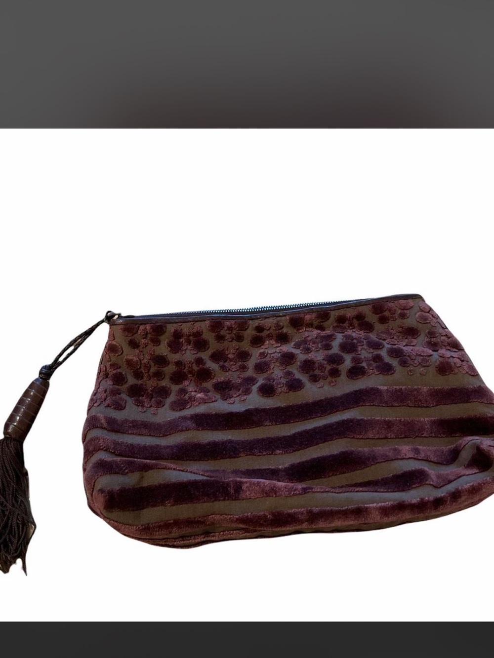 Bottega Veneta Plum Velvet Tassel Cosmetic Pouch